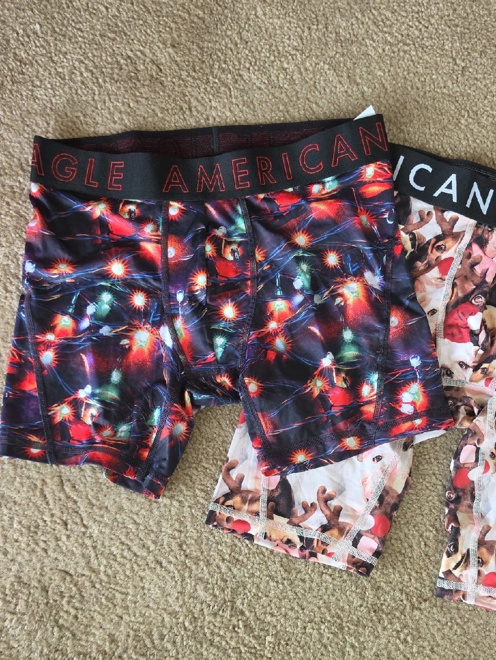 American Eagle Mens Boxer Briefs Small Festive Christmas